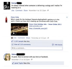 Facebook: Coke's post comes to your wall.